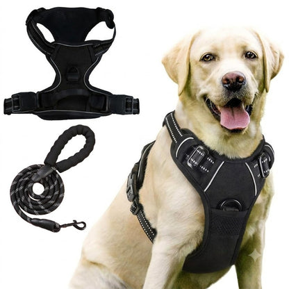Reflective No‑Pull Dog Harness Combo with 1 Pet Leash