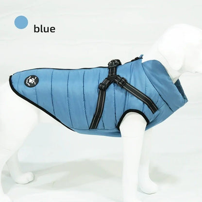Reflective Winter Dog Jacket with Integrated Harness, Elastic Design & Zipper Closure, Dog Winter Clothes
