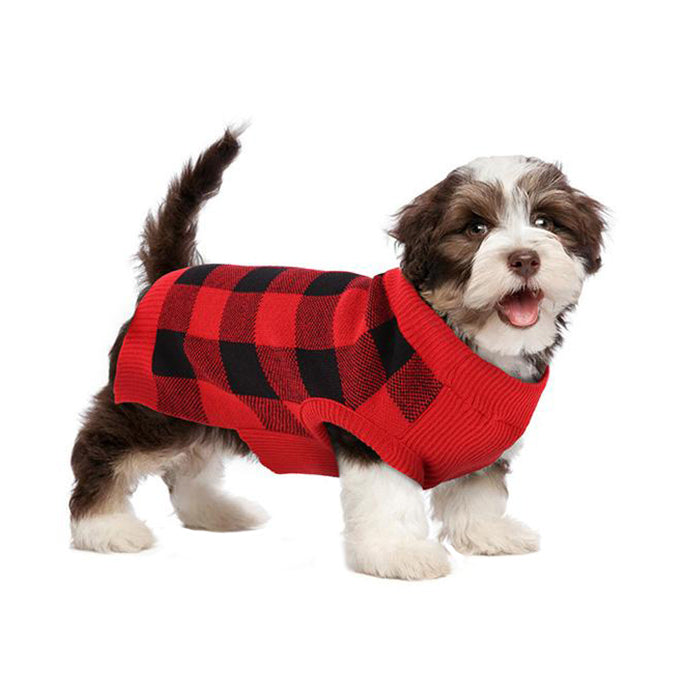 Plaid Turtleneck Dog Christmas Sweater