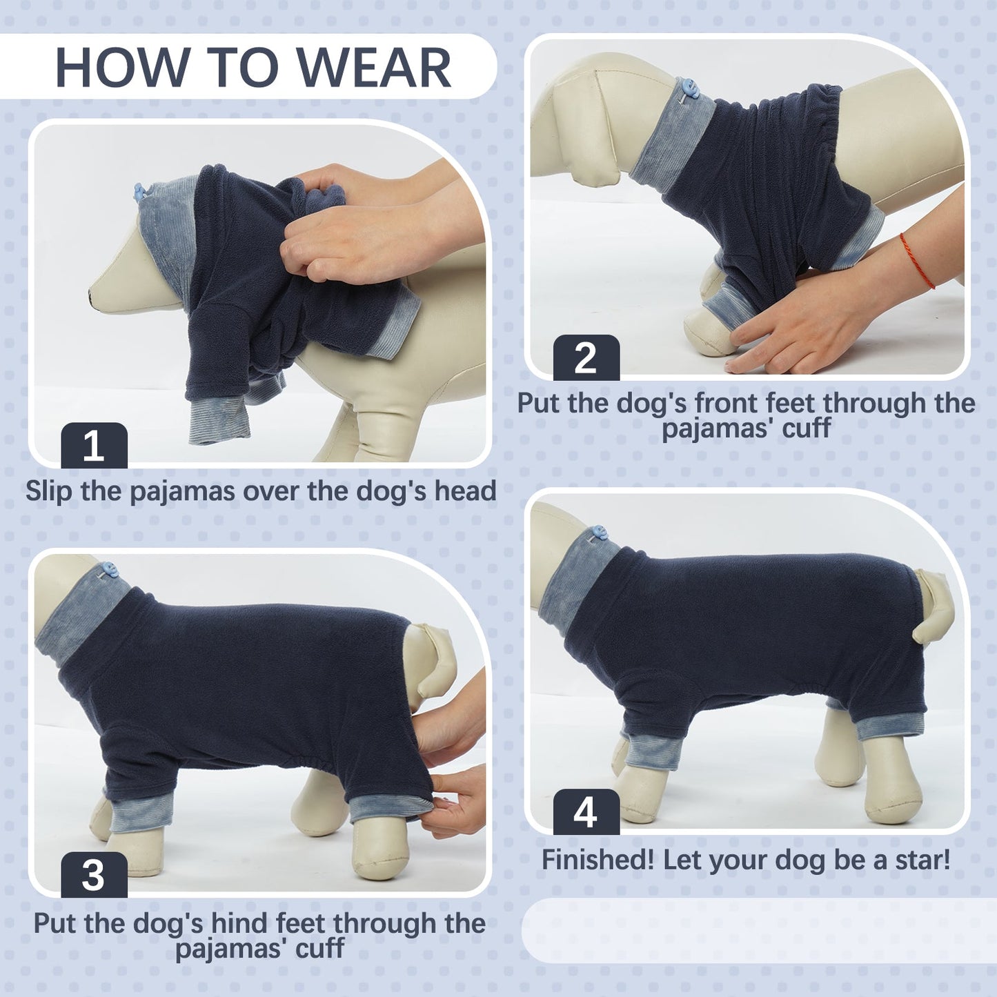 Fleece Dog Sweater Warm Dog Pajamas