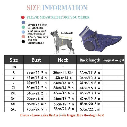 Winter Dog Coat with Reflective Strips & Built-In Leash Ring