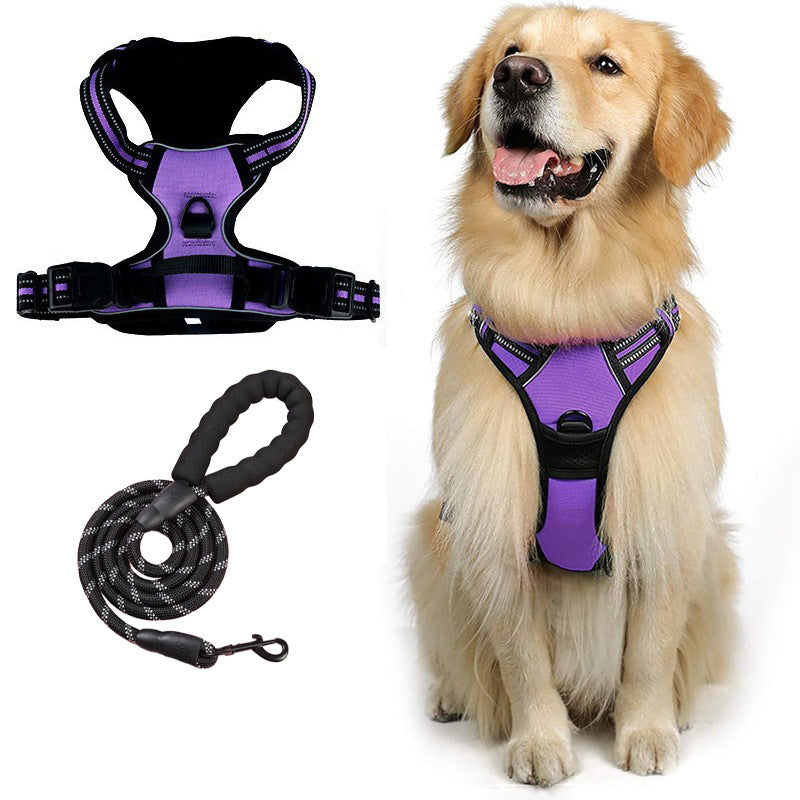 Reflective No‑Pull Dog Harness Combo with 1 Pet Leash