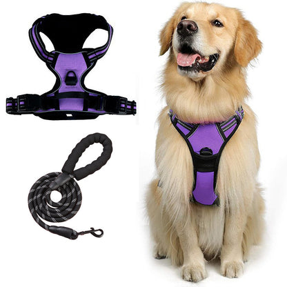 Reflective No‑Pull Dog Harness Combo with 1 Pet Leash