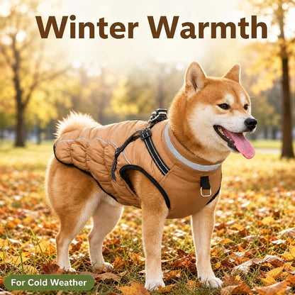 Winter Dog Coat with Reflective Strips & Built-In Leash Ring
