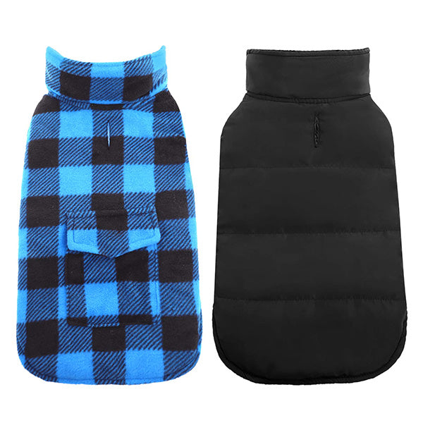 Plaid Reversible Fleece Dog Winter Coat