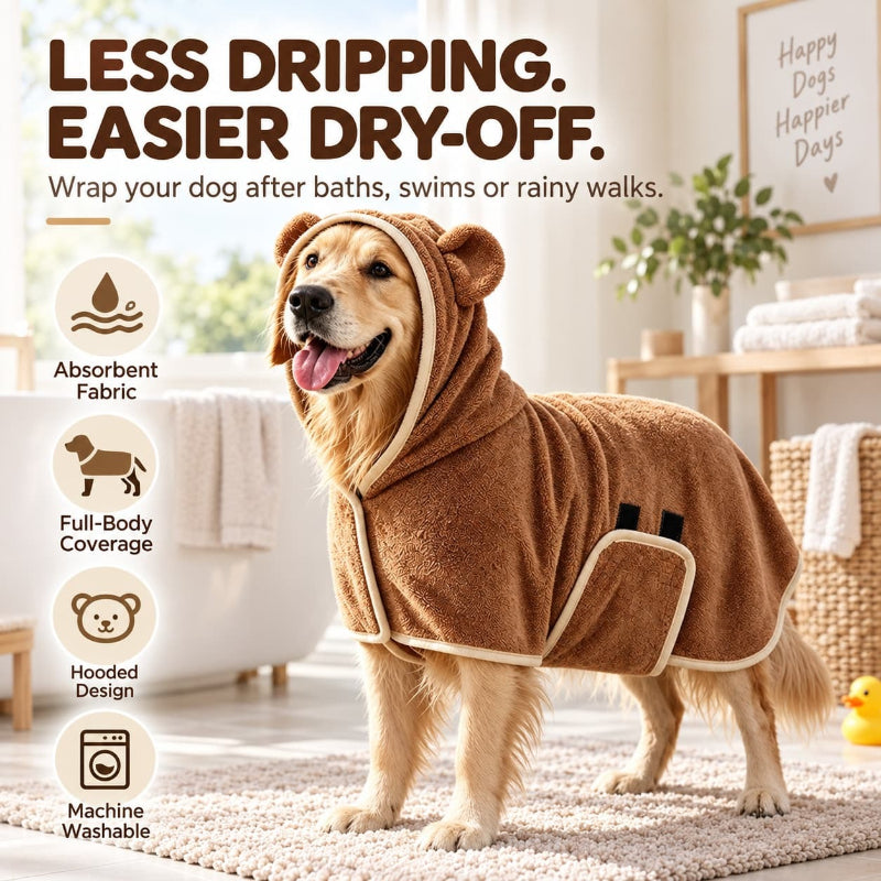 Super Absorbent Hooded Dog Bathrobe