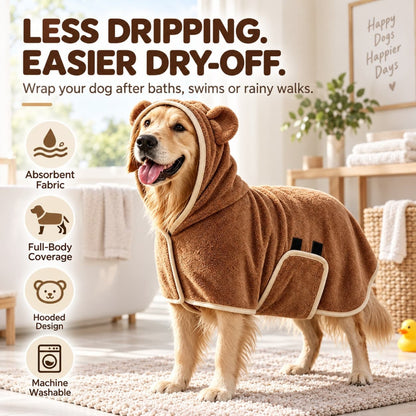 Super Absorbent Hooded Dog Bathrobe