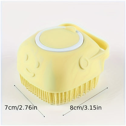 Pet Shower Brush with Tick Remover, Soft Massage Bristles Ergonomic Detachable Cover for Small Medium Dogs Cats
