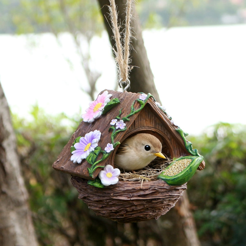 New Resin Flower Bird Nest Hanging Ornament