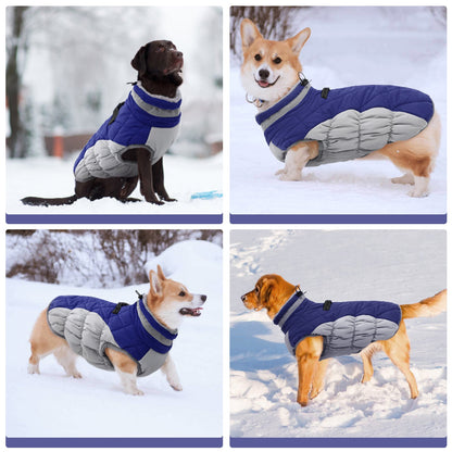 Stitching Drawstring Dog Coat with Zipper on the Back