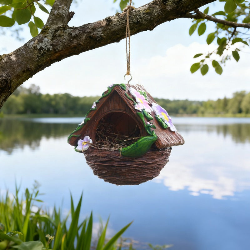 New Resin Flower Bird Nest Hanging Ornament