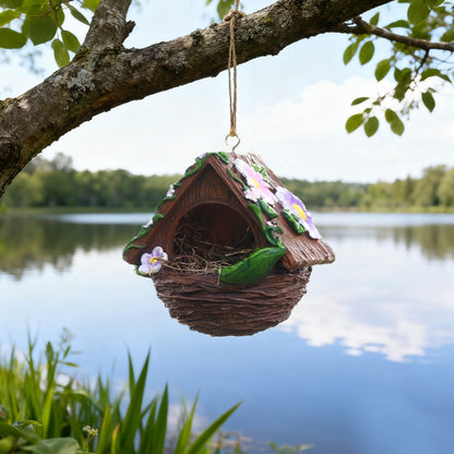 New Resin Flower Bird Nest Hanging Ornament