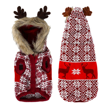 Christmas Reindeer Hooded Dog Sweater