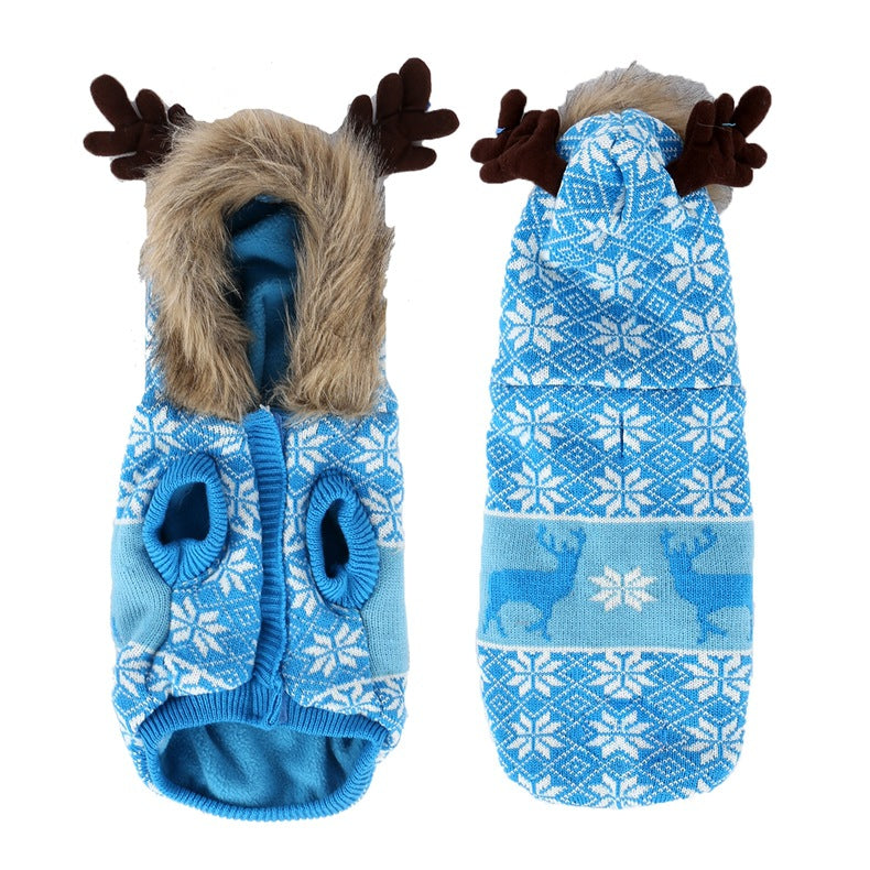 Christmas Reindeer Hooded Dog Sweater