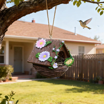 New Resin Flower Bird Nest Hanging Ornament
