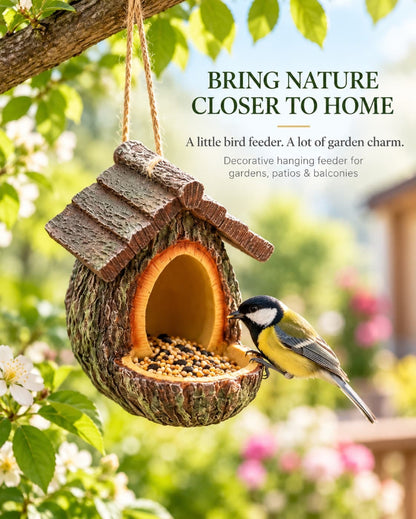 New Hanging Resin Bird Feeder & Bird House Ornament