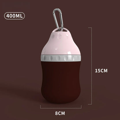 2-in-1 Portable Pet Water Bottle: Leakproof Dog Water Dispenser with Collapsible Feeder Bowl for Outdoor Dog Travel