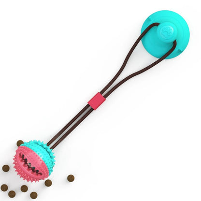 Drawstring suction cup ball dog toy