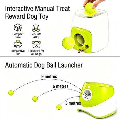 Automatic Dog Ball Launcher & Manual Treat Reward Launcher Toy