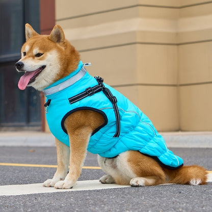 Winter Dog Coat with Reflective Strips & Built-In Leash Ring