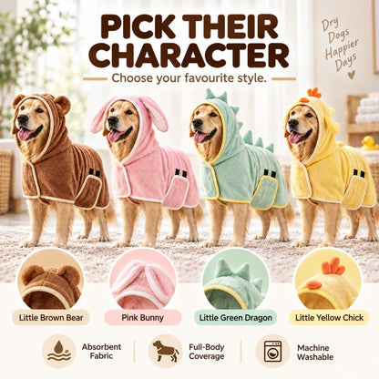 Super Absorbent Hooded Dog Bathrobe