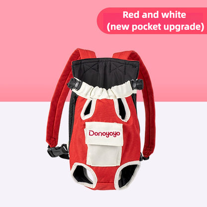 Portable travel pet backpack with four chest holes