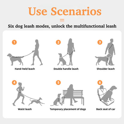 Hands-free dog leash, crossbody dog leash, with car seat belt, suitable for walking, jogging, hiking, traveling, etc.