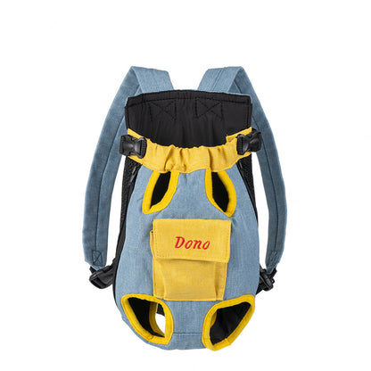 Portable travel pet backpack with four chest holes