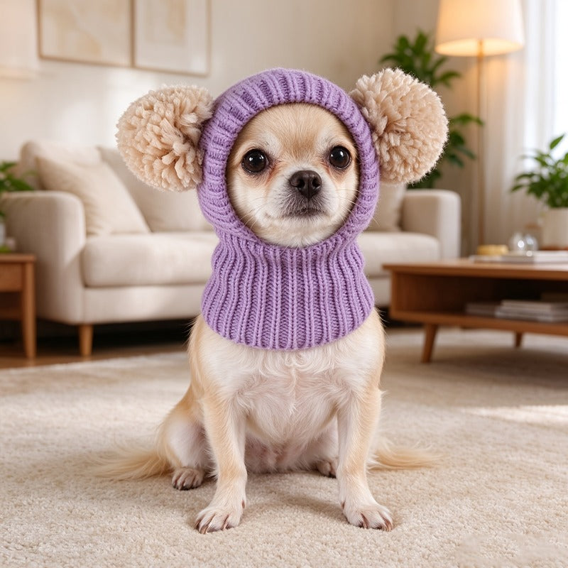Multicolor Pom Pom Pet Knitted Hat