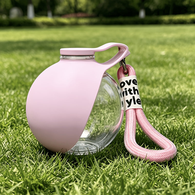 Ins Style Sea Salt Blue Spherical Pet Water Bottle, Leakproof Drop-proof Transparent Cup with Lanyard