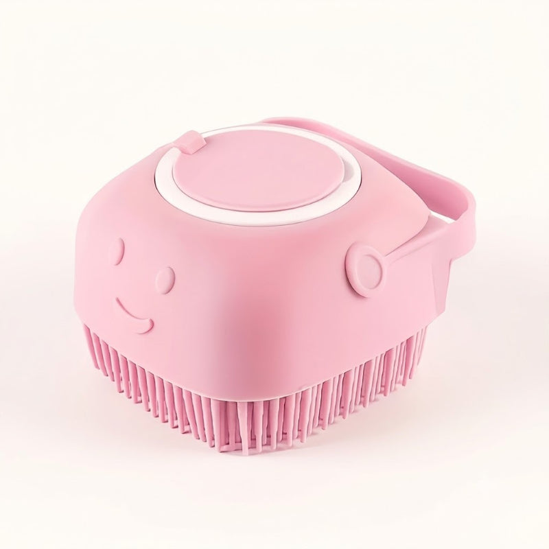 Pet Shower Brush with Tick Remover, Soft Massage Bristles Ergonomic Detachable Cover for Small Medium Dogs Cats