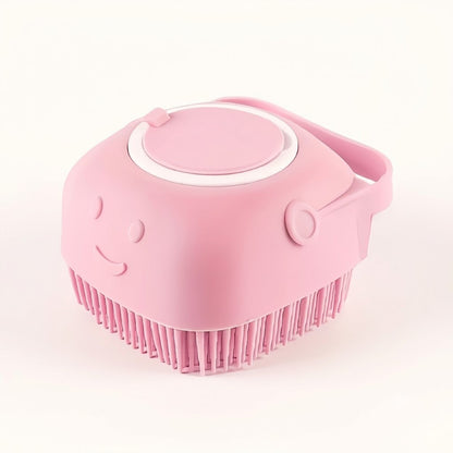 Pet Shower Brush with Tick Remover, Soft Massage Bristles Ergonomic Detachable Cover for Small Medium Dogs Cats