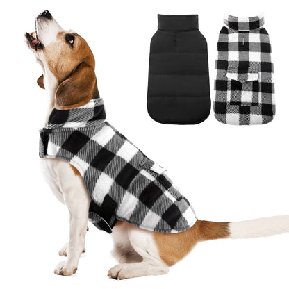 Plaid Reversible Fleece Dog Winter Coat